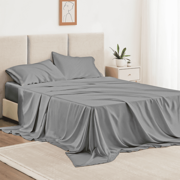 Twin Bed Sheet Set 3 Piece, Hotel Luxury Super Soft 1800 Series Microfiber Bed Sheets Set, Wrinkle Free Breathable, Up to 16" Deep Pockets Sheets, Light Grey