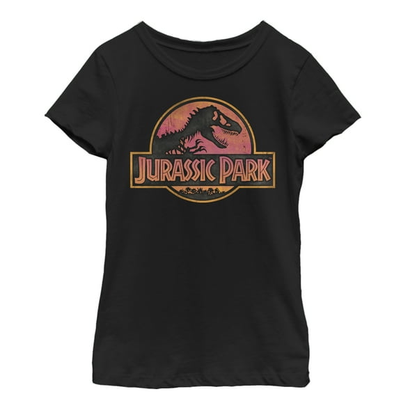 Girl's Jurassic Park Sunrise Logo Graphic Tee Black X Large