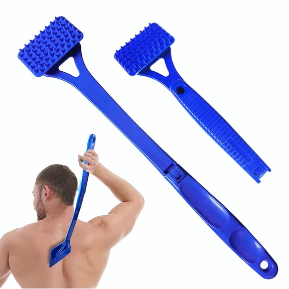 18.5-Inch Back Scratcher, Foldable Telescopic Back Scratcher for Adults, ABS Skin-Friendly Back Scratcher Long Handle for Men, Women, Seniors, The Best Gift for Parents and Loved Ones (E-blue)