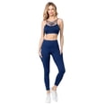 thumbnail image 3 of Yelete Women's High Waist Mesh Leggings with Moto Pockets, Navy Blue S, 3 of 4