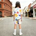 thumbnail image 3 of Grblisyd Girls 2 Piece Summer Outfits Kids Crew Neck Short Sleeve Shirt and Shorts Set Loose Casual Back to School Sets, 3 of 5