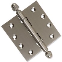 Embassy 4.5” x 4.5” Door Hinge Heavy Duty Hinges with Satin Nickel Finish & Acorn Finials