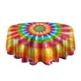 thumbnail image 5 of Colorful Tie Dye Spiral Mandala Round Tablecloth 60"x60",Wrinkle Wipeable Table Cloth for Kitchen Dining Room Picnic Patio Party, 5 of 6