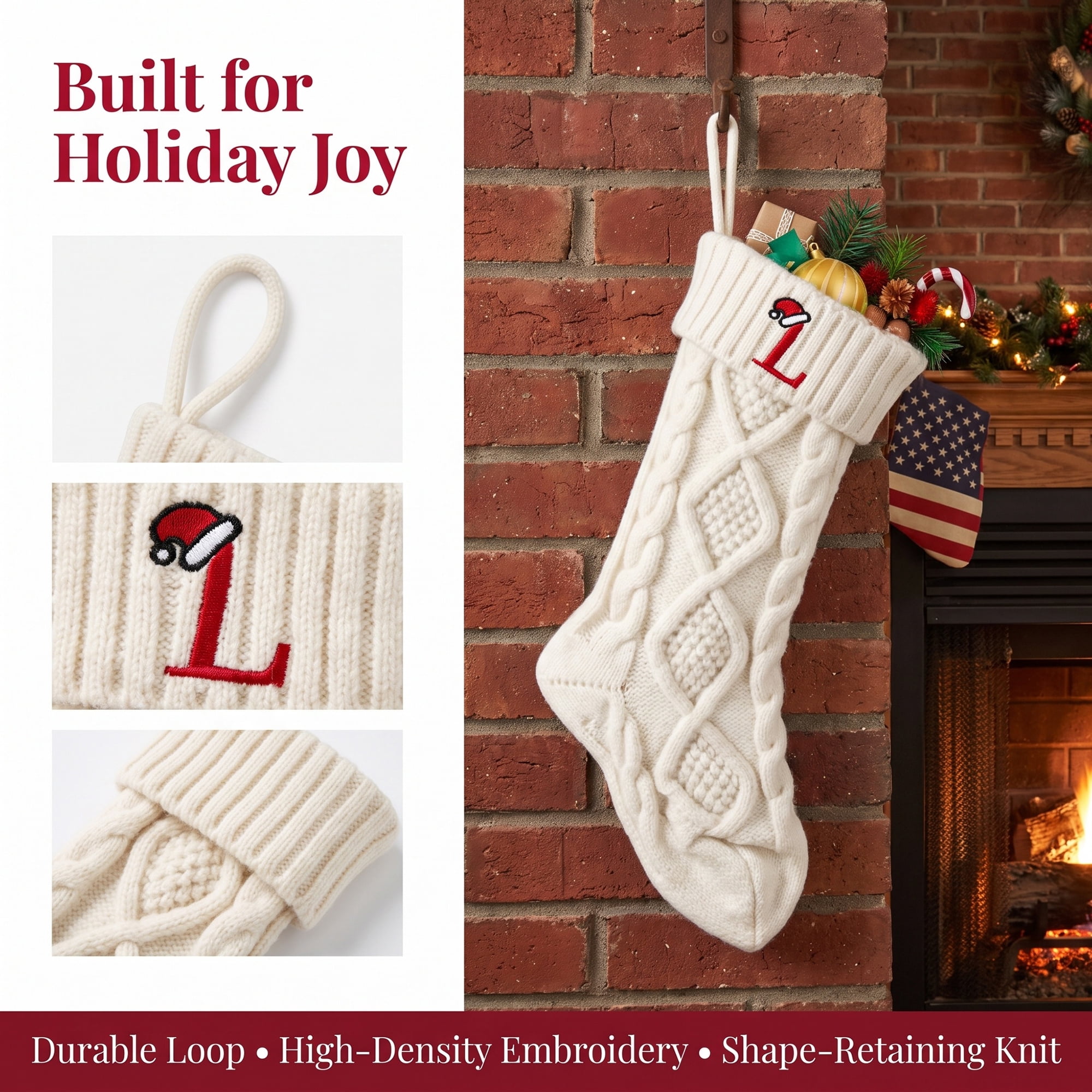 Unique Bargains Canine Bone Christmas Stocking Luxury Puppy Holiday Keepsake Sack Letter L 17"