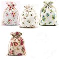 thumbnail image 1 of Bolsas con cordón Autupy Floral, arpillera, 14 x 10 cm, paquete de 20, 1 of 6