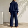 thumbnail image 6 of Mfakffe Womens 2‑Piece Casual Outfit Half‑Zip Collared Top and Wide Leg Pants Set Loose Relaxed Matching Tracksuit for Daily Wear, 6 of 6