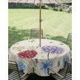 thumbnail image 2 of Outdoor Tablecloth with Umbrella Hole Zipper Blue Purple Red Hydrangea Round Tablecloth 54" Waterproof Outside Table Cloth Country Butterflies Flowers Beige Patio Table Cover Tablecloths for Picnic, 2 of 8