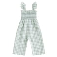 thumbnail image 4 of SERTGUTR Girls' Jumpsuit Romper Smocked Wide Leg Ruffle Strap Gingham Plaid Square Neck Casual Summer School Playground Everyday Wear, 4 of 9