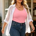 thumbnail image 4 of Smupbvky Womens Plus Size Tank Tops Casual U Neck Sleeveless Vest Slim Fit Summer Trendy Basic T Shirt (5XL, Pink), 4 of 5