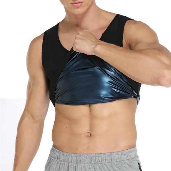 Men's Premium Sweat Sauna Workout Tank Top Slimming Polymer Black Weight Loss Vest