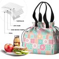 thumbnail image 4 of Pioneer Flower Floral Print Pattern Drawstring Lunch Bag Women - Drawstring Lunch Bag Insulated for Work Office - Stain-Resistant Large Lunchbags for Women with Multi-Pockets, 4 of 6