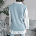 thumbnail image 2 of SGMVNU Sweater Vest for Women V Neck Sleeveless Knit Solid Color Sweaters Casual Ribbed Preppy Pullover Fall Tops Blue, Size L, 2 of 9