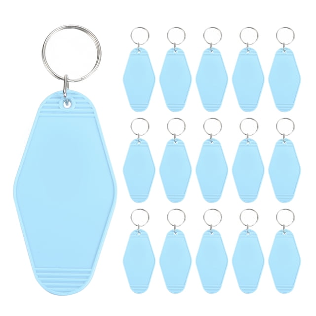 Unique Bargains Vintage Motel Keychain Blank Hotel Keychains Rhombus Retro Key Tag, Sky Blue, 16 Pack