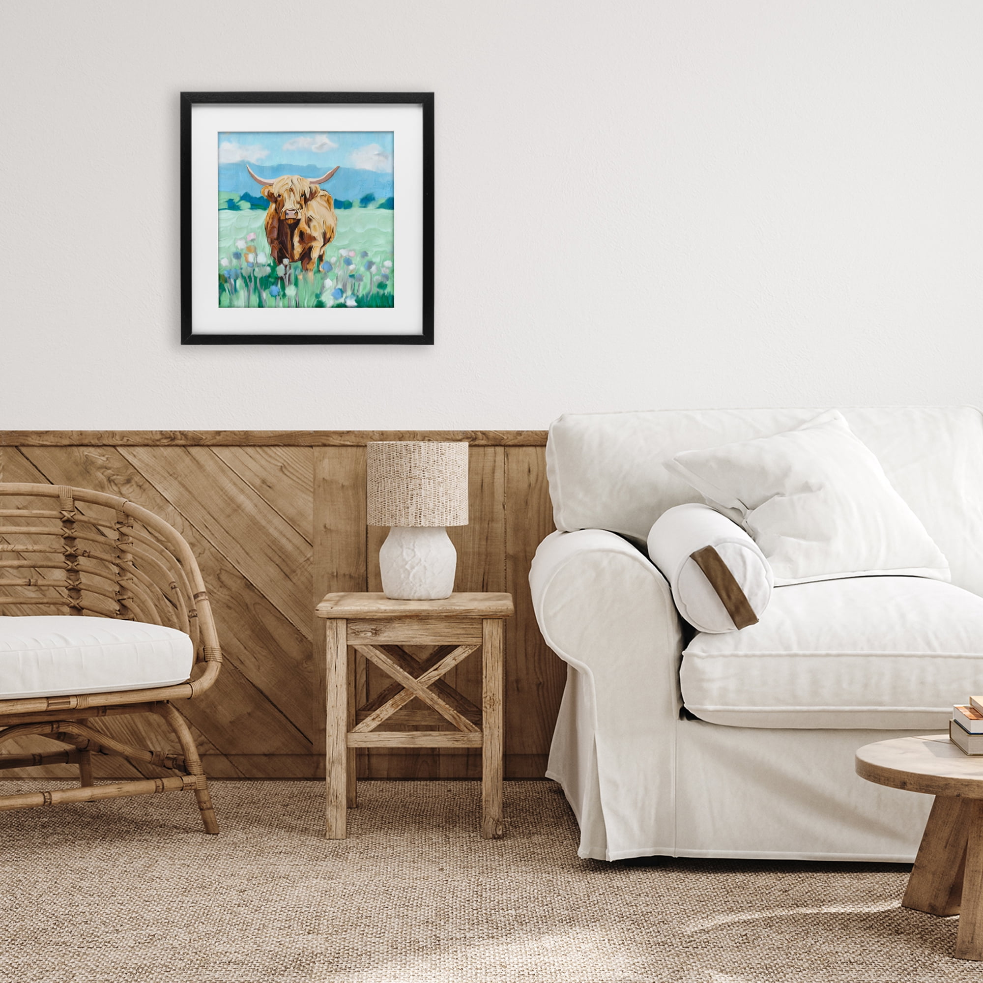 Stupell Industries Blue Sky Highland Black Framed Print Under Glass, design by Kim Allen
