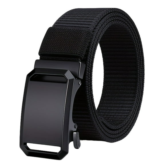 Xinwanna Webbing Automatic Buckle Belt Adjustable Length Farmers Security Guard Waistband Holeless Outdoor Belt (Black)