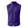 thumbnail image 4 of Mens Linen Sleeveless Button Down Collared Tank Tops Summer Casual Beach Muscle Tanks Cut Off Casual Tops with Pocket, 4 of 6