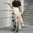 thumbnail image 4 of TQWQT Modest Dresses for Women Short Sleeve Teacher Dress Floral Print Long Maxi Dresses Empire Waist Casual Shirt Dresses Wedding Guest Funeral Outfit Khaki M, 4 of 4