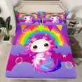 thumbnail image 2 of jejeloiu Kawaii Axolotl Twin Sheet Sets,Cartoon Animal Twin Fitted Sheet,Cute Rainbow Print Flat Sheet For Girls Teens,Breathable Home Decor,3pcs, 2 of 7