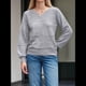 thumbnail image 4 of Suéteres de Punto para Mujer, Otoño, Cuello en V, Larga, Suéter Informal Holgado. Gris S, 4 of 6