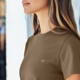 thumbnail image 5 of Dalix Lil Smile Cropped Tee Lightweight High Waisted Short Sleeve Summer Shirt Womens in Latte M Medium, 5 of 5