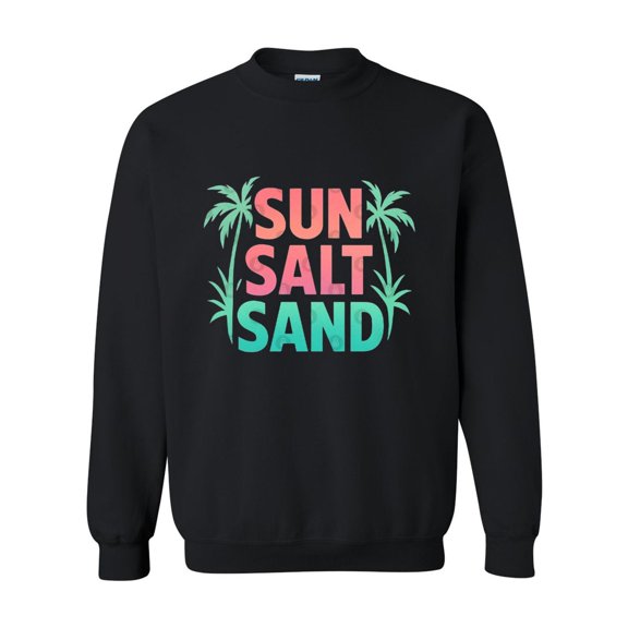 Sun Salt Sand Summer Beach Palm Trees Vacation Graphic Sweatshirt, for men & women, up to size 5XL