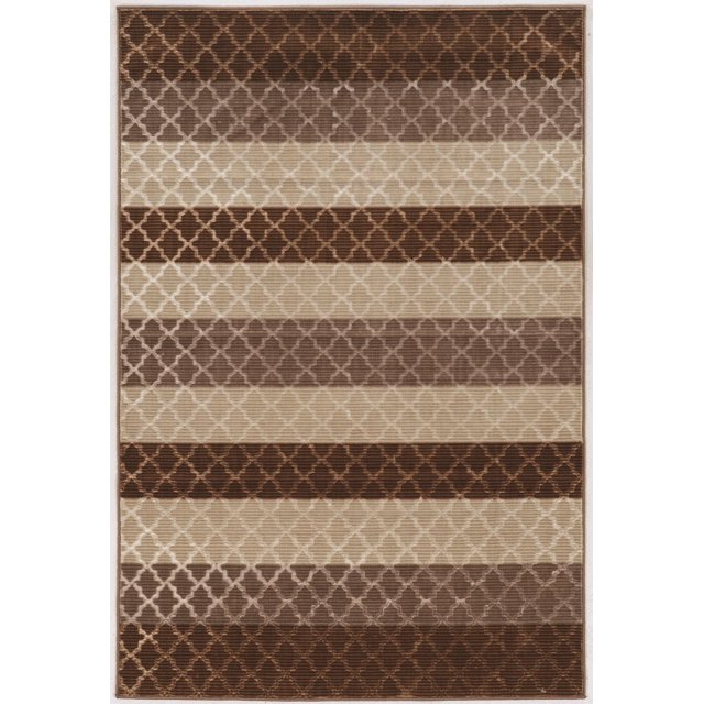 Tapis Evolution à rayures en treillis 8 pi x 10 pi 3 po, beige et marron