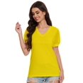 thumbnail image 6 of Womens Casual Cropped T Shirts V Neck Swiss Dot Puff Sleeve Crop Tops Summer Loose Basic Tees Tshirts, 6 of 6