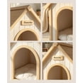 thumbnail image 3 of Indoor Wooden Dog House with EVA Cushion, Solid Cedar Furniture-Style Pet House Shelter for Small Dogs and Cats, Scandinavian Design Cozy Retreat for Living Room Bedroom, Creamy White Light Yellow, 3 of 10
