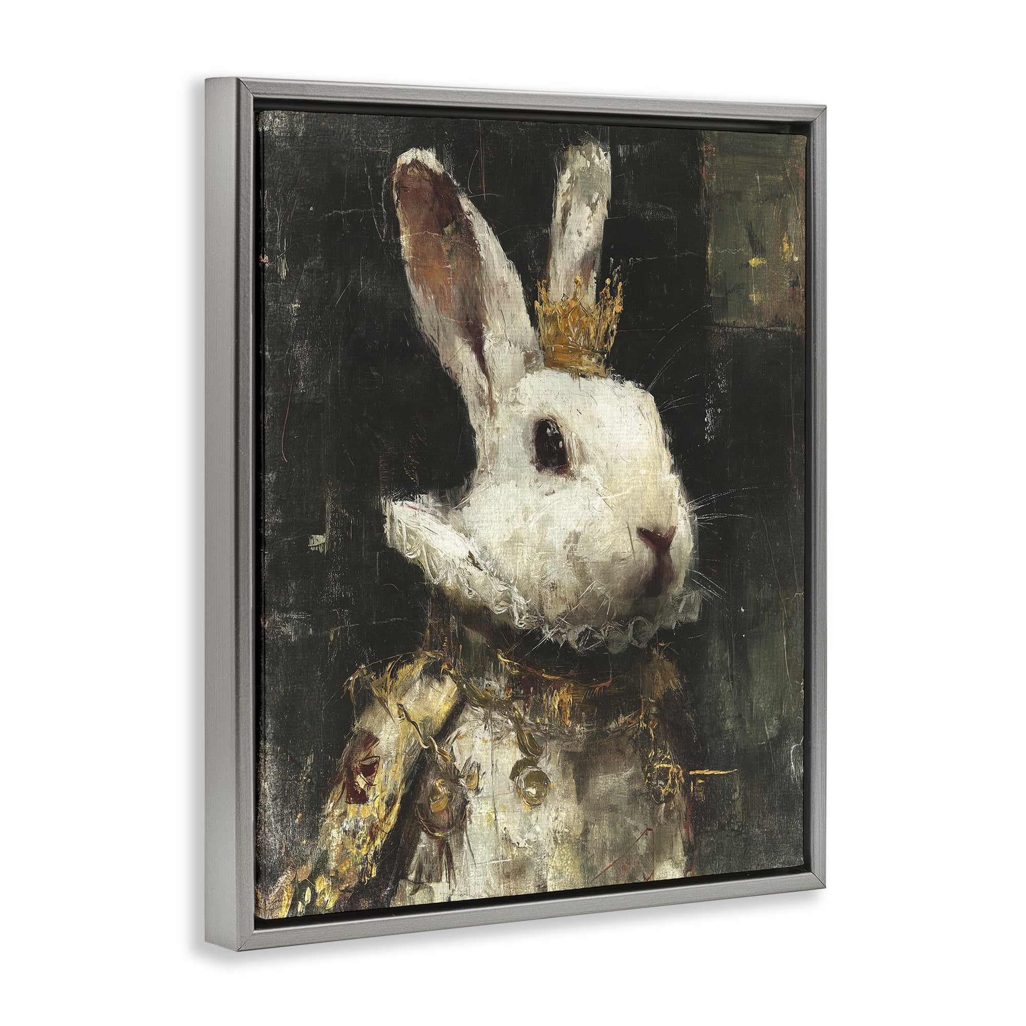 Stupell Industries Regal Hare Portrait Gray Framed Floater Canvas Wall Art, design by Svetlana Aleynikova
