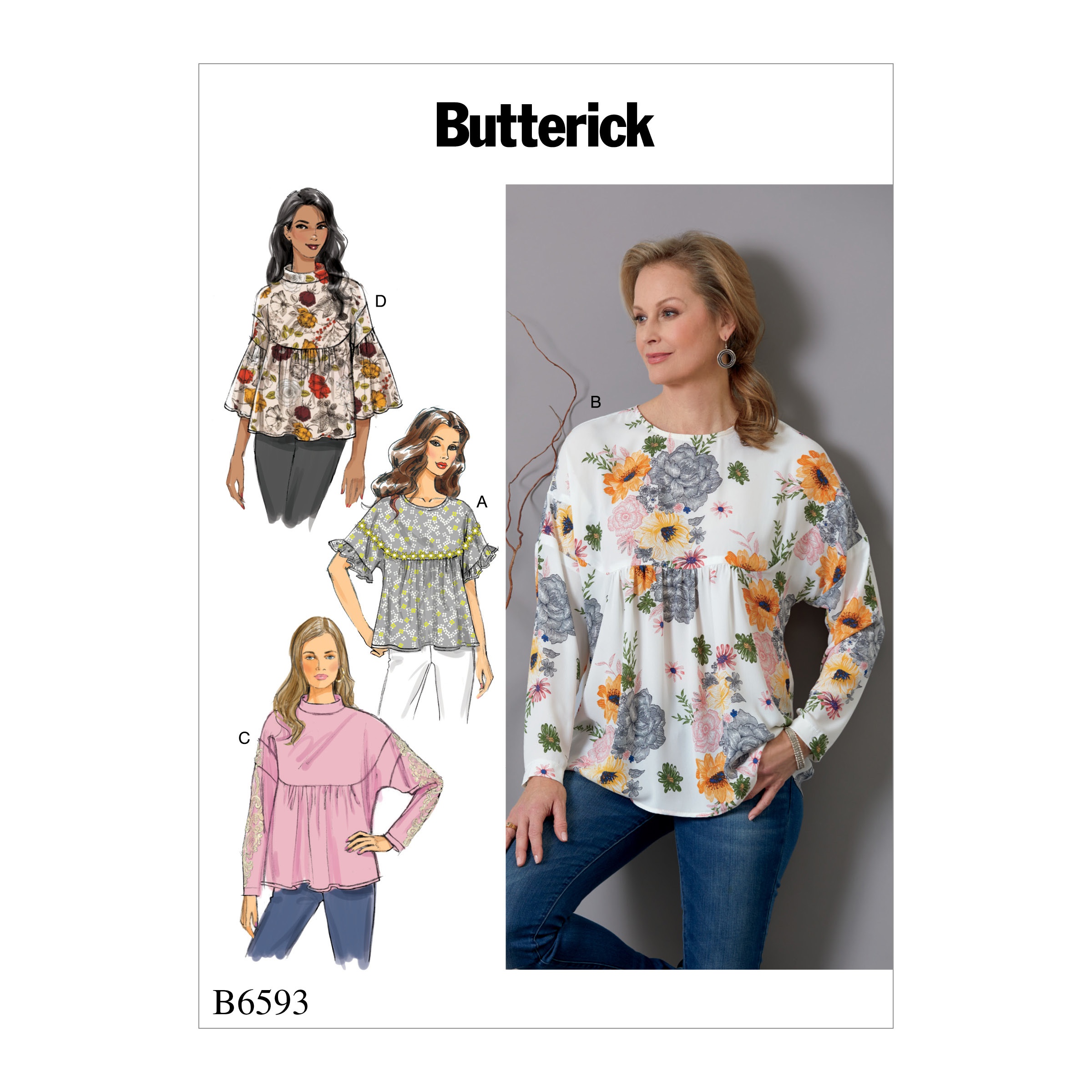 Butterick Pattern Misses' Top-14-16-18-20-22 - Walmart.com