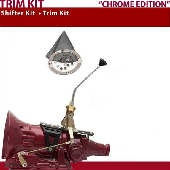 American Shifter TH200 Shifter Kit 10 in. Trim Kit Chrome Dual Shift Gray Boot Ringed Knob for CC6FD