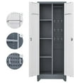 thumbnail image 3 of Metal Storage Cabinet, 64.96'' Tall Garage Cabinet with Locking Door, Modern Simple Style Metal Locker for Kitchen, Pantry, Office, Shop, School, Rental, Grey and White, 3 of 6
