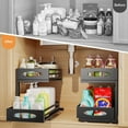 thumbnail image 4 of CATGOOD Under Sink Organizer, Multifunctional Pull-Out Under Sink Storage, 2-Tier Under Kitchen Sink Organizer, Waterproof Metal Storage Rack with Sliding Drawer for Kitchen and Bathroom, Black, 4 of 10