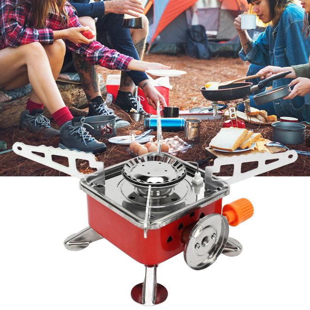 Quemador de gas para acampar al aire libre resistente a altas temperaturas a prueba de viento mini estufa de camping cuadrada plegable potencia de fuego fuerte ahorro de ANGGREK Otros
