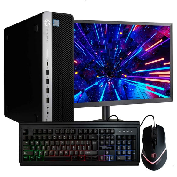 Restored HP ProDesk 600G3 Desktop Computer | Quad Core Intel i5 (3.2GHz) | 16GB DDR4 RAM | 500GB SSD | 5G-WiFi & Bluetooth | Windows 10 Pro | RGB Keyboard & Mouse | 22in LCD Monitor (Refurbished)