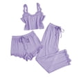 thumbnail image 2 of Pajamas for Women Set 3 Piece Lace V Neck Tank Top Shorts Loungewear Suit Multicolor M, 2 of 3
