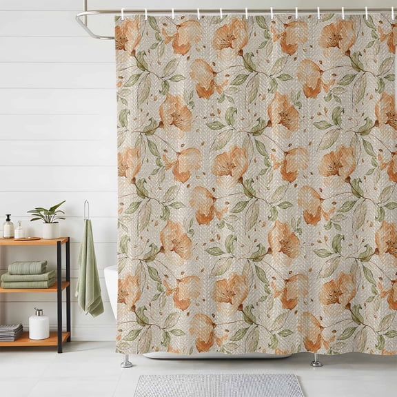 Shower Curtains for Bathroom, Vintage Flower, Waterproof Fabric Shower Curtain, Country Shabby Chic Floral Leaves Decorative Bathroom Curtain for Bathtub, 72"x84", No Hooks Included