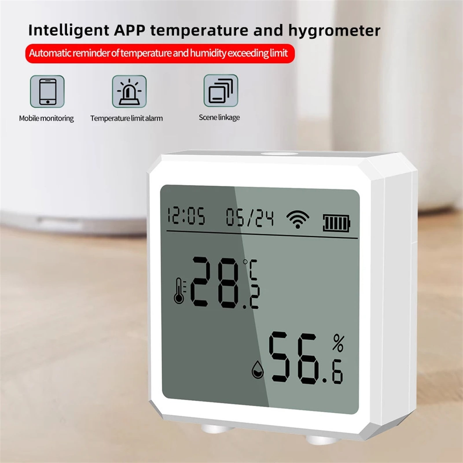 Tuya Temperature Humidity Sensor Smart Home Thermo-hygrometer Digital Display Thermometer Monitor Weather Station Clock ,High Precision