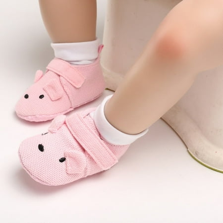 

QWZNDZGR Toddler Girl Knitted Shoes First Walkers Snow Boots Newborn Baby Autumn Winter Cotton Warm Soft Sole Plush Prewalker 0-18Months