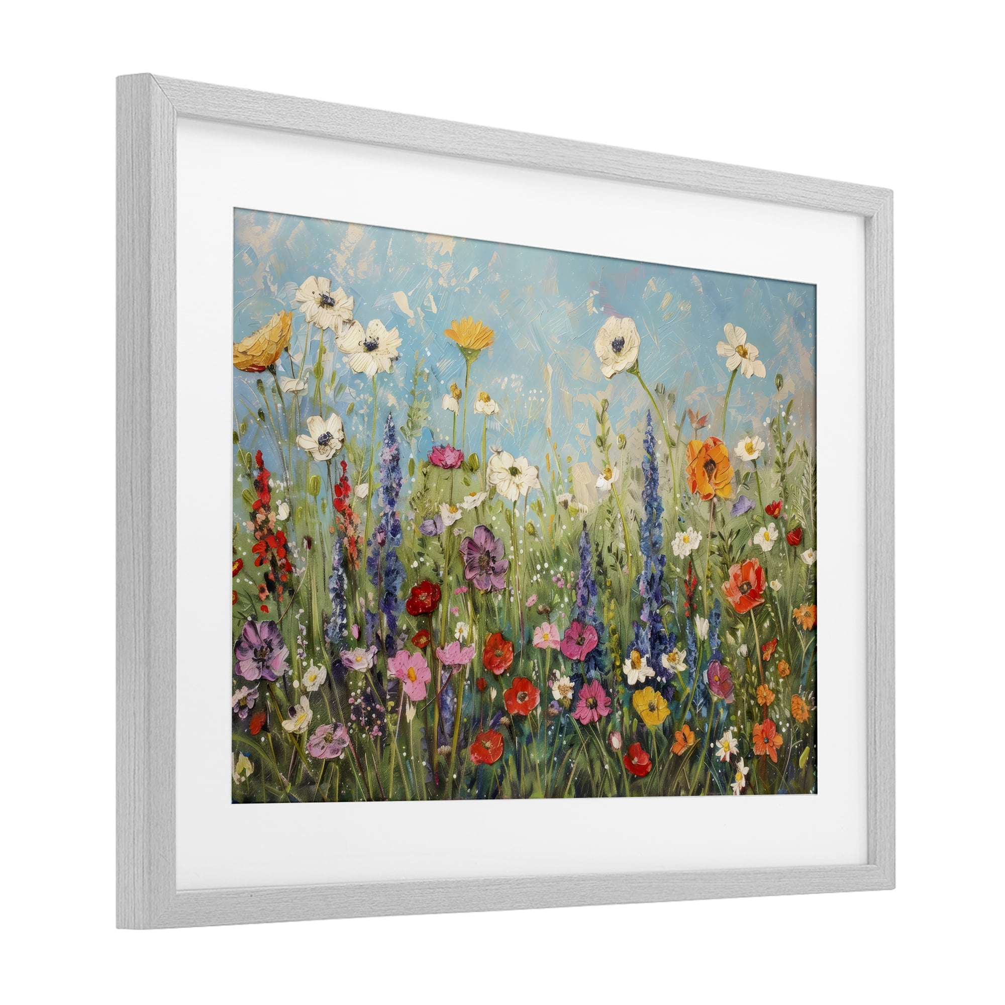 Stupell Industries Wildflower Field of Spring Blooms Gray Framed Print Under Glass, design by Creative Studio