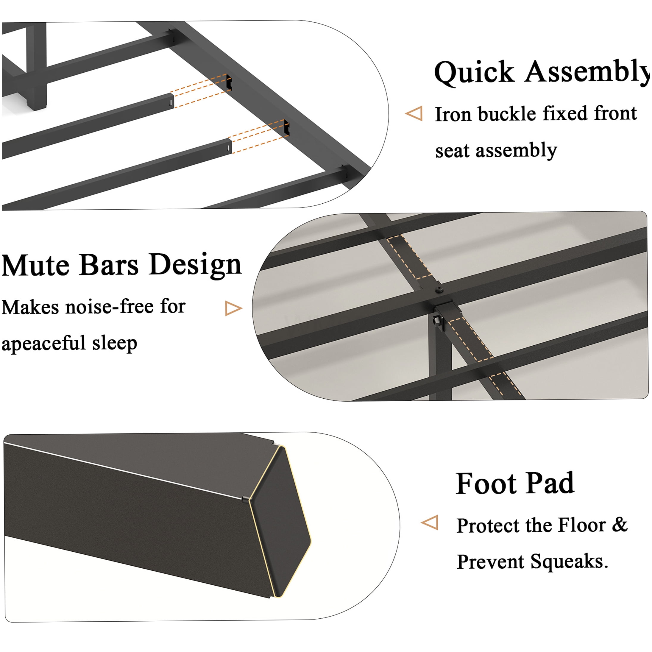 Queen Upholstered Storage Bed Frame with USB Charging, Vintage Brown Platform Bed, Noise Free, No Box Spring Needed