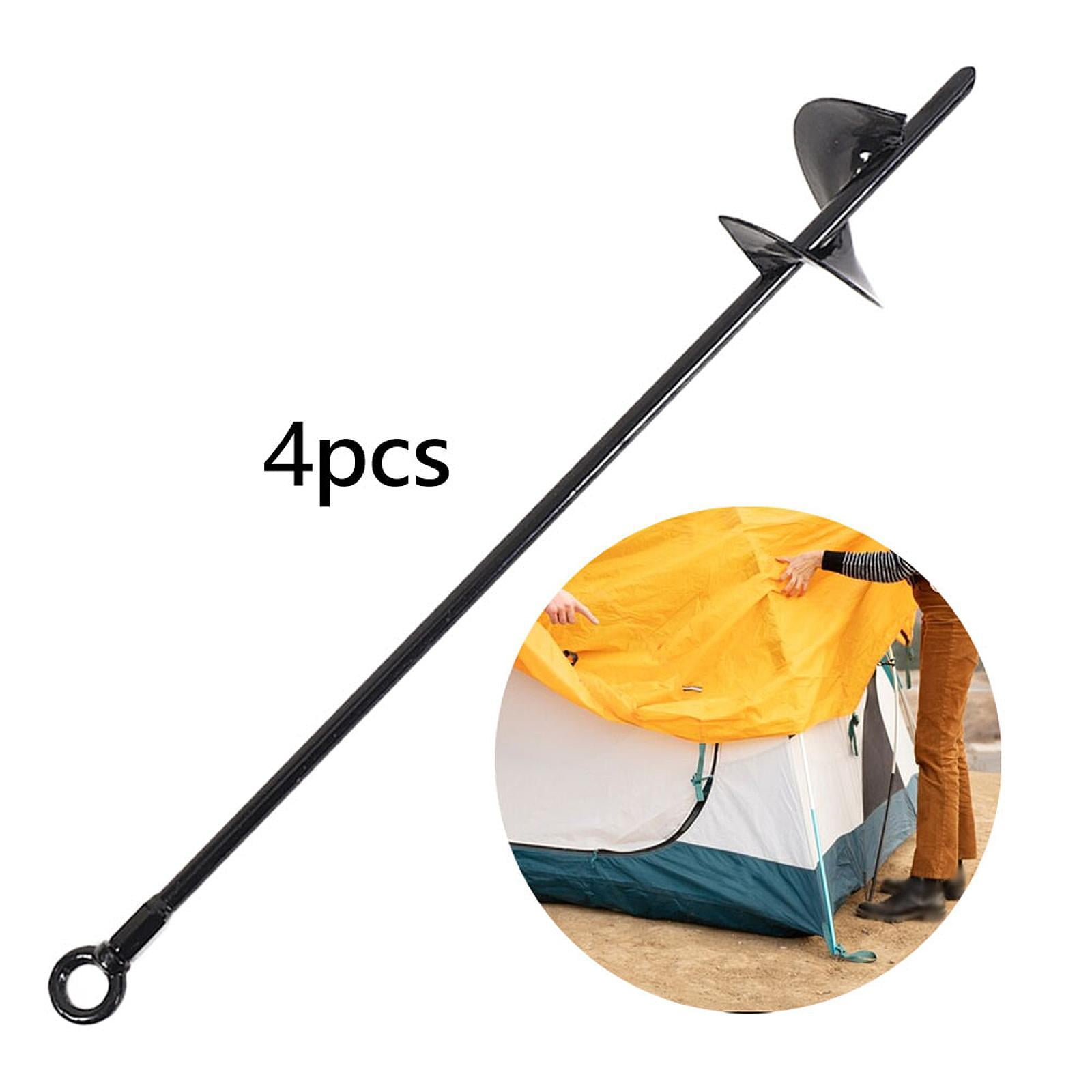 Aymzbd 4Pcs Ground Anchor Screw in Tent Stakes Earth Anchors Strong Camping Tent Anchor Black