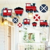 Big Dot of Happiness Hanging Railroad Party Crossing - Outdoor Hanging Decor - Steam Train Baby Shower or Birthday Party Decorations - 10 Pieces