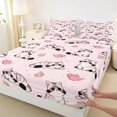thumbnail image 5 of Manfei Cute Tea Time Kitten Bed Sheets, Sweet Cupcake Full Size Sheets, Pink, 4 Pieces, 1 Flat Sheet, 1 Fitted Sheet and 2 Pillowcases, 5 of 6
