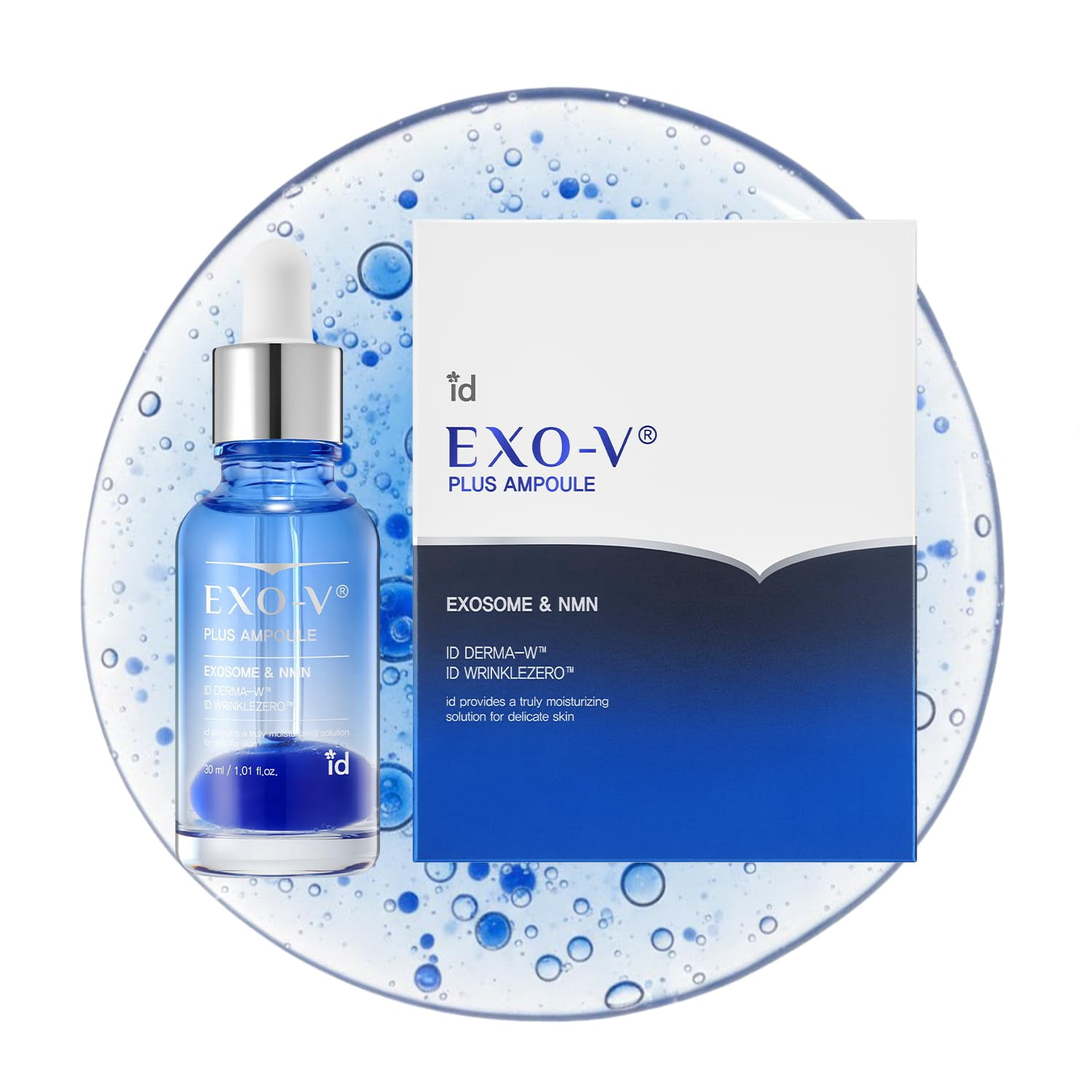 idplacosmetics EXO-V Plus Ampoule 1.01 fl.oz (30ml) – Korean Microneedling Serum for Smoother, Plumper Skin, 99.9% 100.4 nm Encapsulated Exosome + NMN, for Microneedle Roller (250µm)