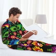 thumbnail image 6 of Yiaed Traditional Floral Polish Print Men’s Pajamas Set - Long Sleeve Button Down Sleep Shirt and Pajama Bottoms Sleepwear Set Mens Pjs Sets Men's Pajama Bottoms-X-Large, 6 of 7