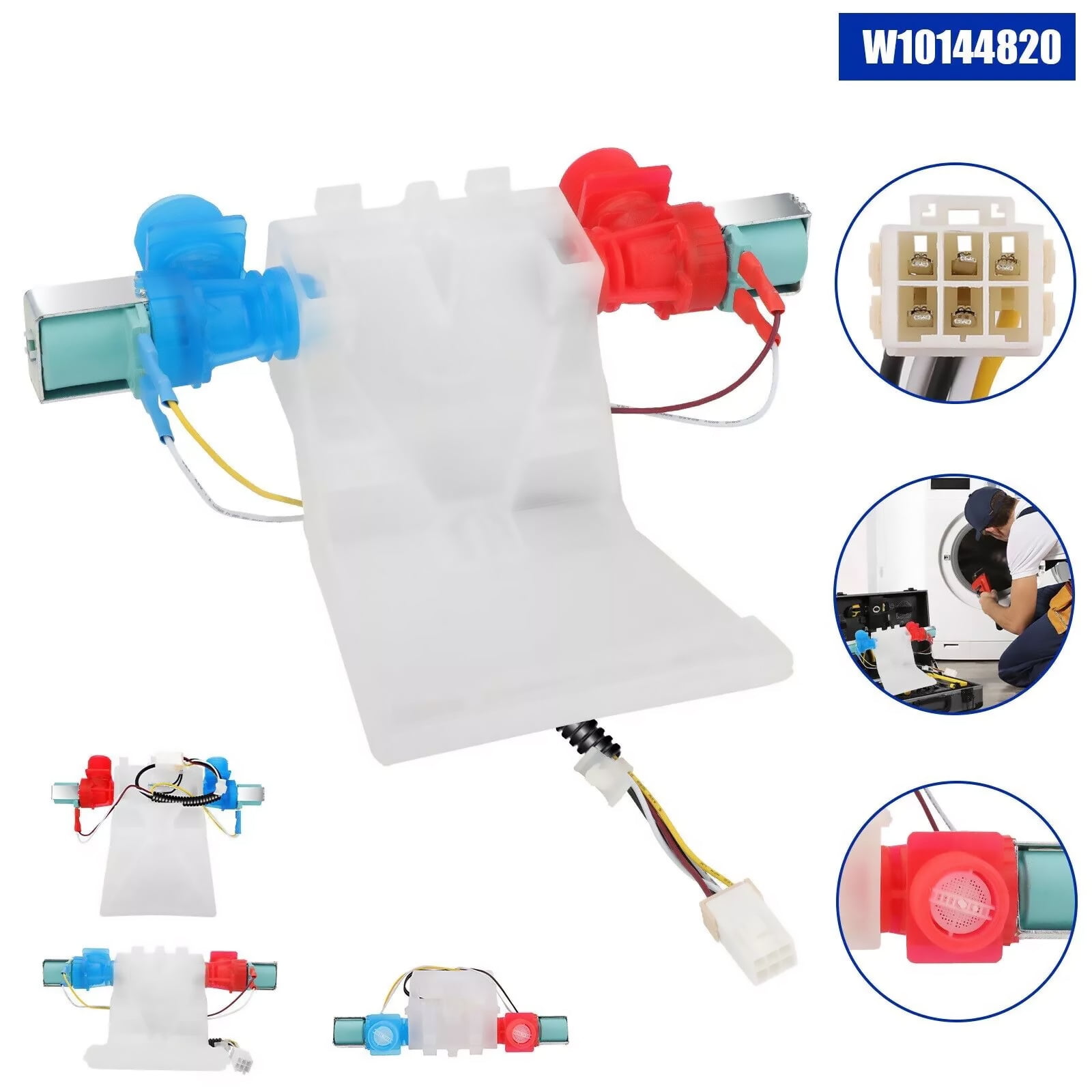 NATEFEMIN Washer Water Inlet Valve Replacement W10144820 for Whirlpool for Kenmore AP6015761 AC120V