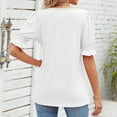 thumbnail image 3 of Women Puff Short Sleeve Tops Stylish Casual Loose Shirred Cuff Women Quadrate Neck Summer Shirts for Daily Work Party White M, 3 of 5