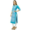 thumbnail image 2 of Phagun Kurta Droite Bleue de Designer pour Femme, Manches 3/4, Kurti Décontractée Imprimée-14, 2 of 2