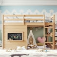 thumbnail image 2 of Leumius Full Size Loft Bed with Storage Shelves,Solid Wood Low Loft Bed Frame with Chalkboard and Bookshelf,Space Saving,Light Natural, 2 of 19